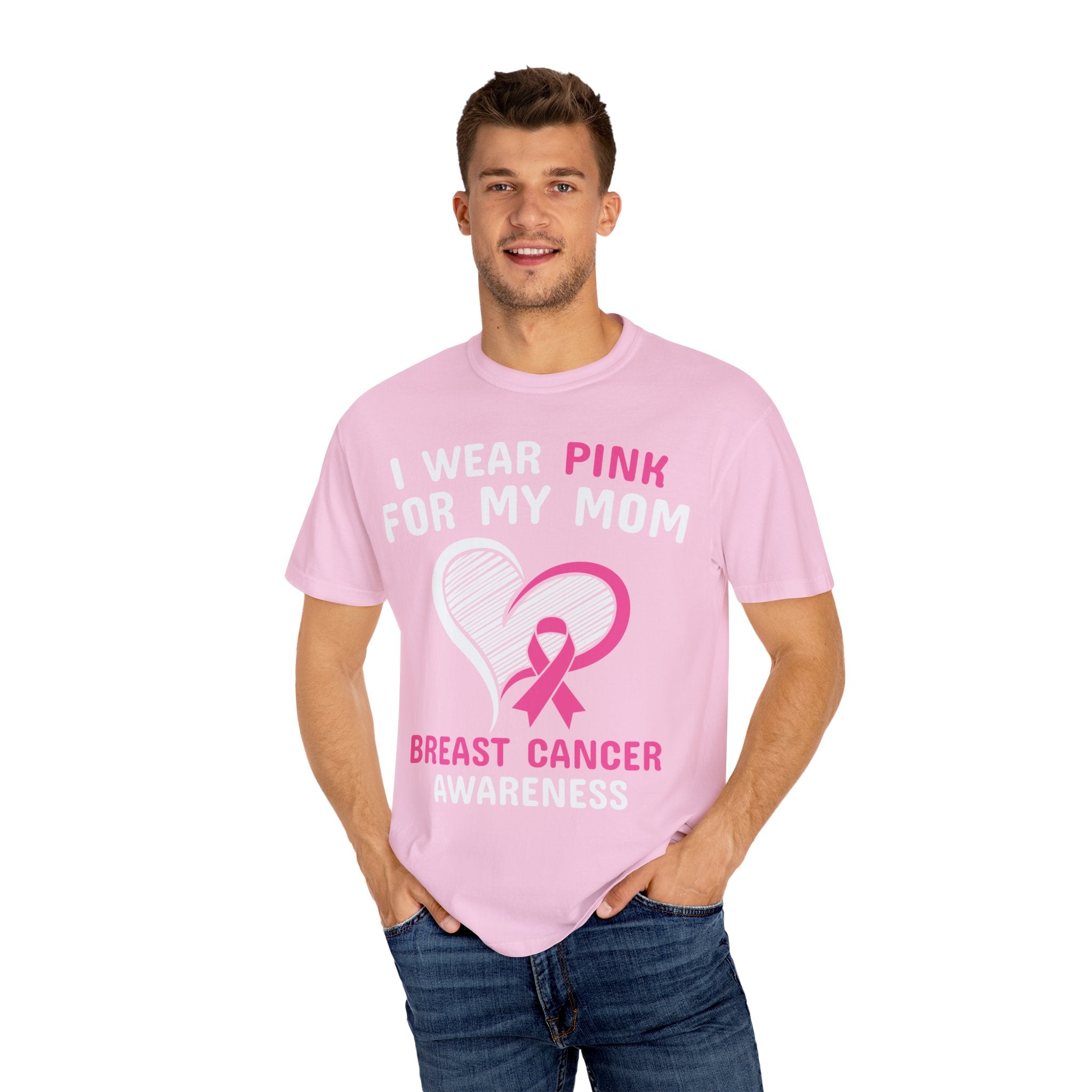 Mom's Embrace: Breast Cancer Support - Unisex Garment-Dyed T-shirt - Health Kick