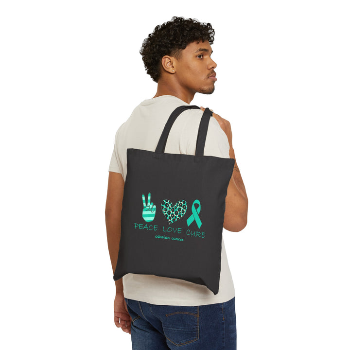 Hope Blossom Teal - Cotton Canvas Tote Bag - Health Kick