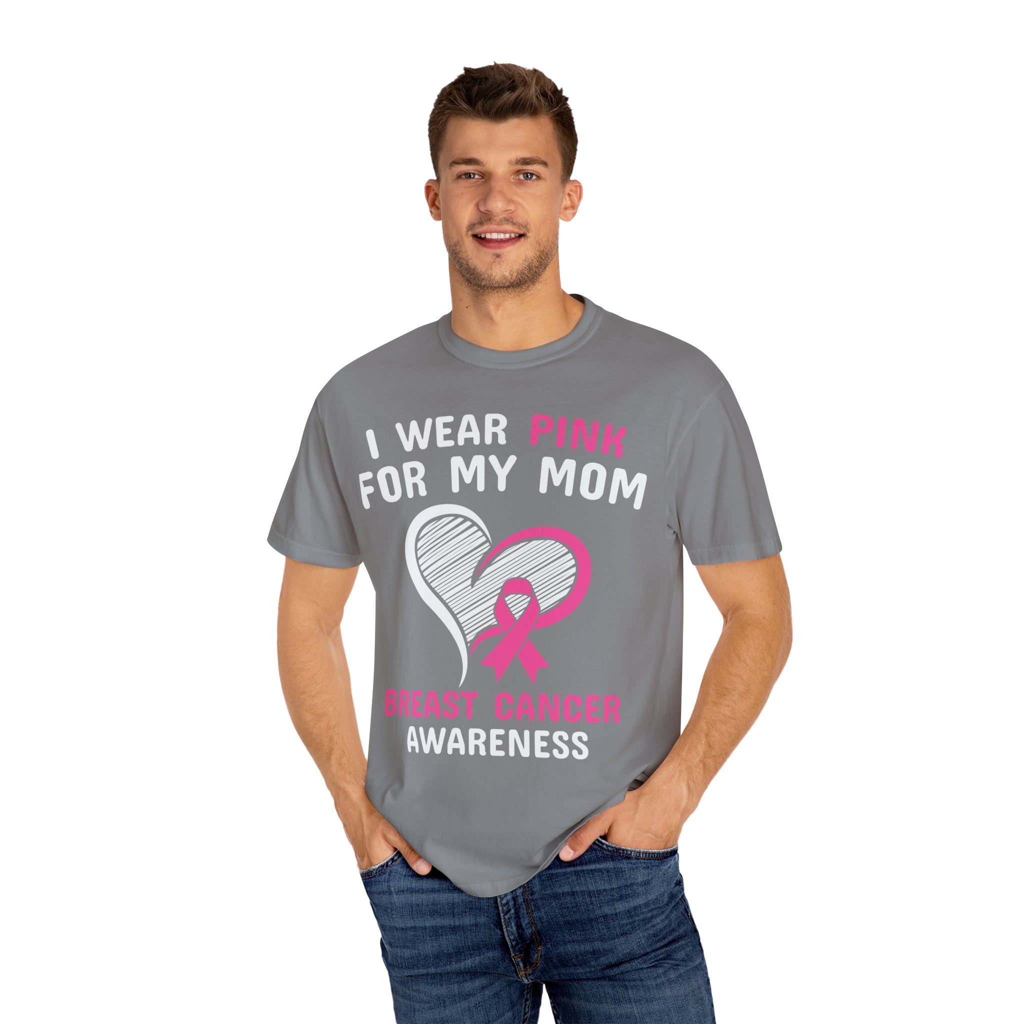 Mom's Embrace: Breast Cancer Support - Unisex Garment-Dyed T-shirt - Health Kick