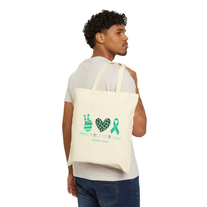 Hope Blossom Teal - Cotton Canvas Tote Bag - Health Kick