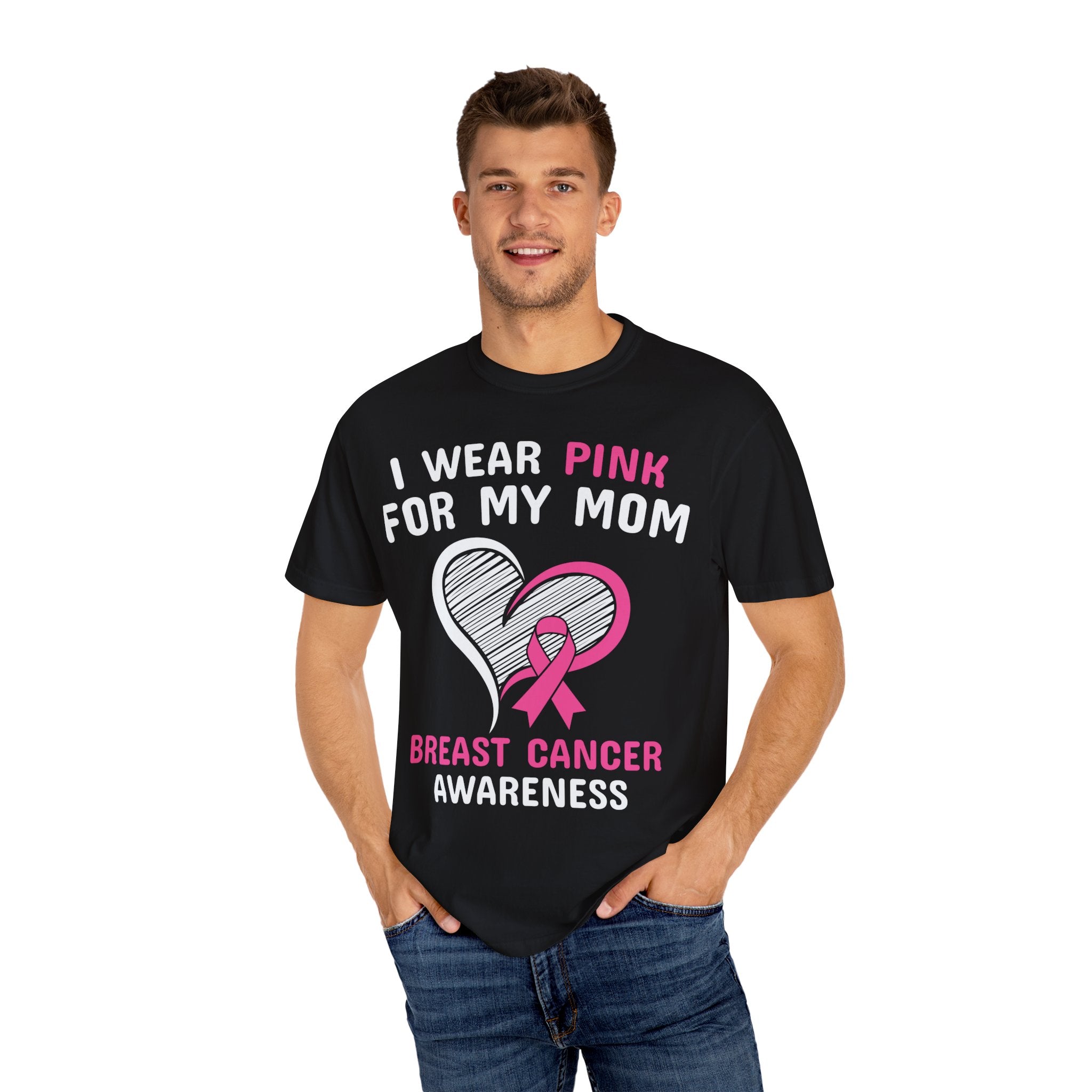 Mom's Embrace: Breast Cancer Support - Unisex Garment-Dyed T-shirt - Health Kick