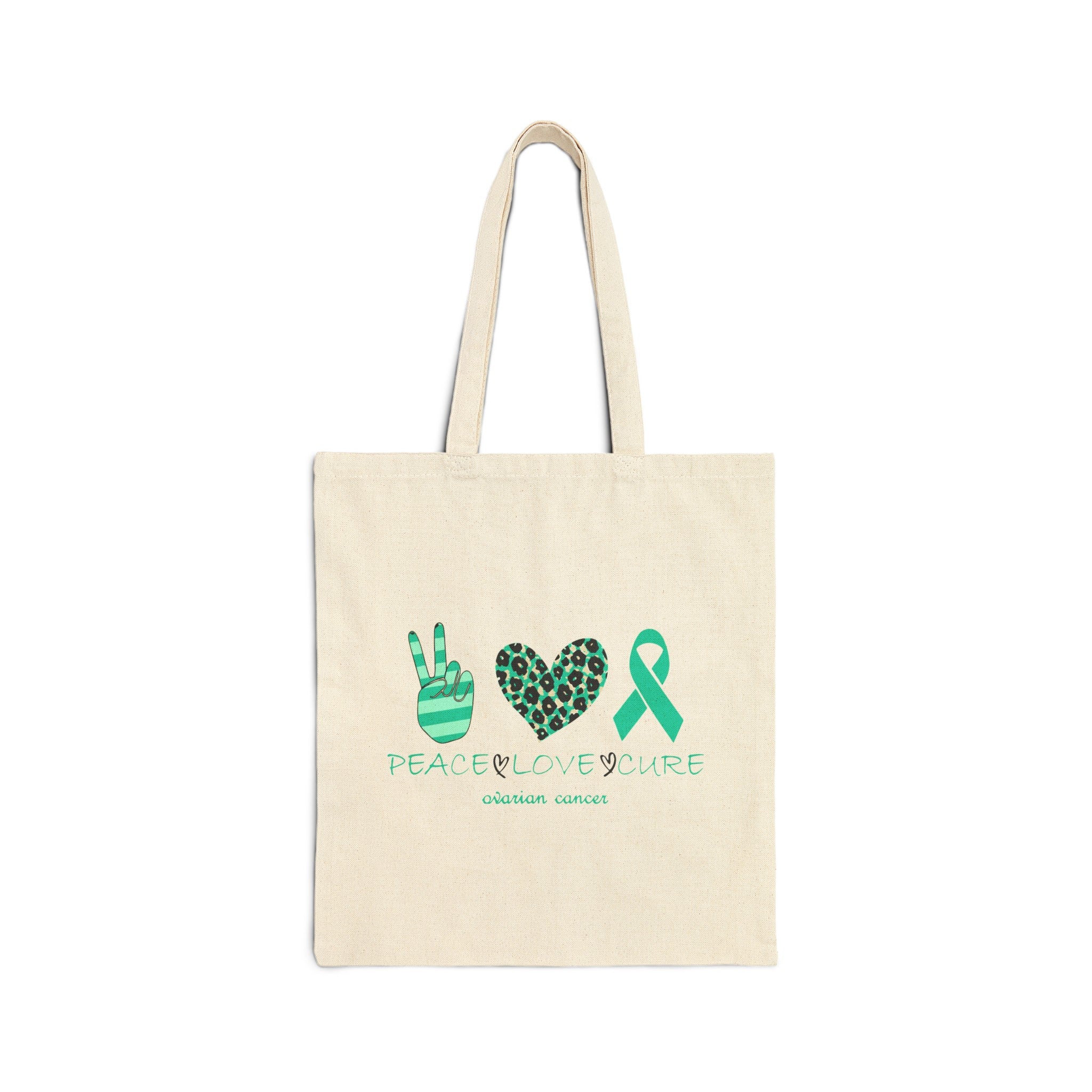 Hope Blossom Teal - Cotton Canvas Tote Bag - Health Kick