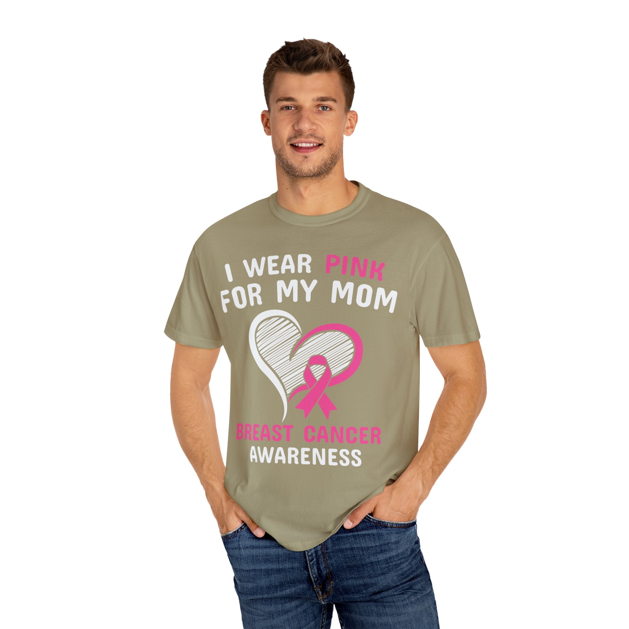 Mom's Embrace: Breast Cancer Support - Unisex Garment-Dyed T-shirt - Health Kick